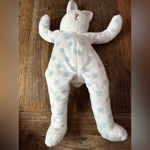 White Plush Bear with Blue Polka Dots